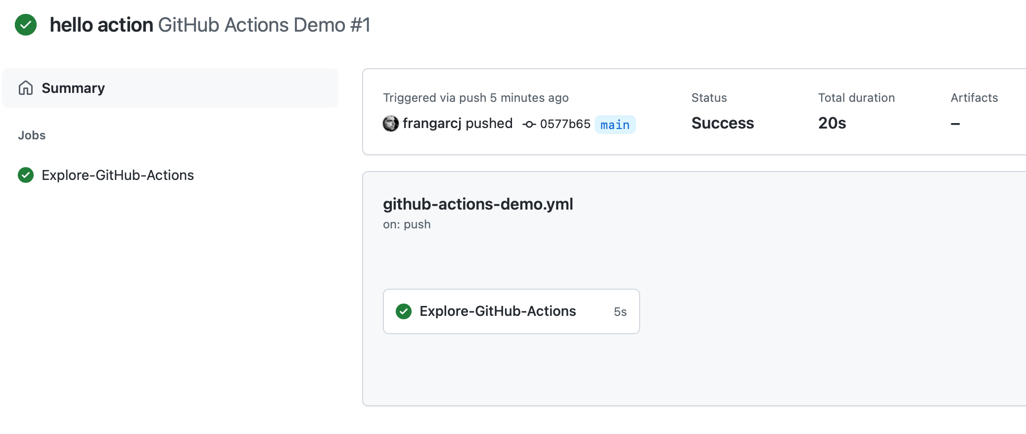 github action summary