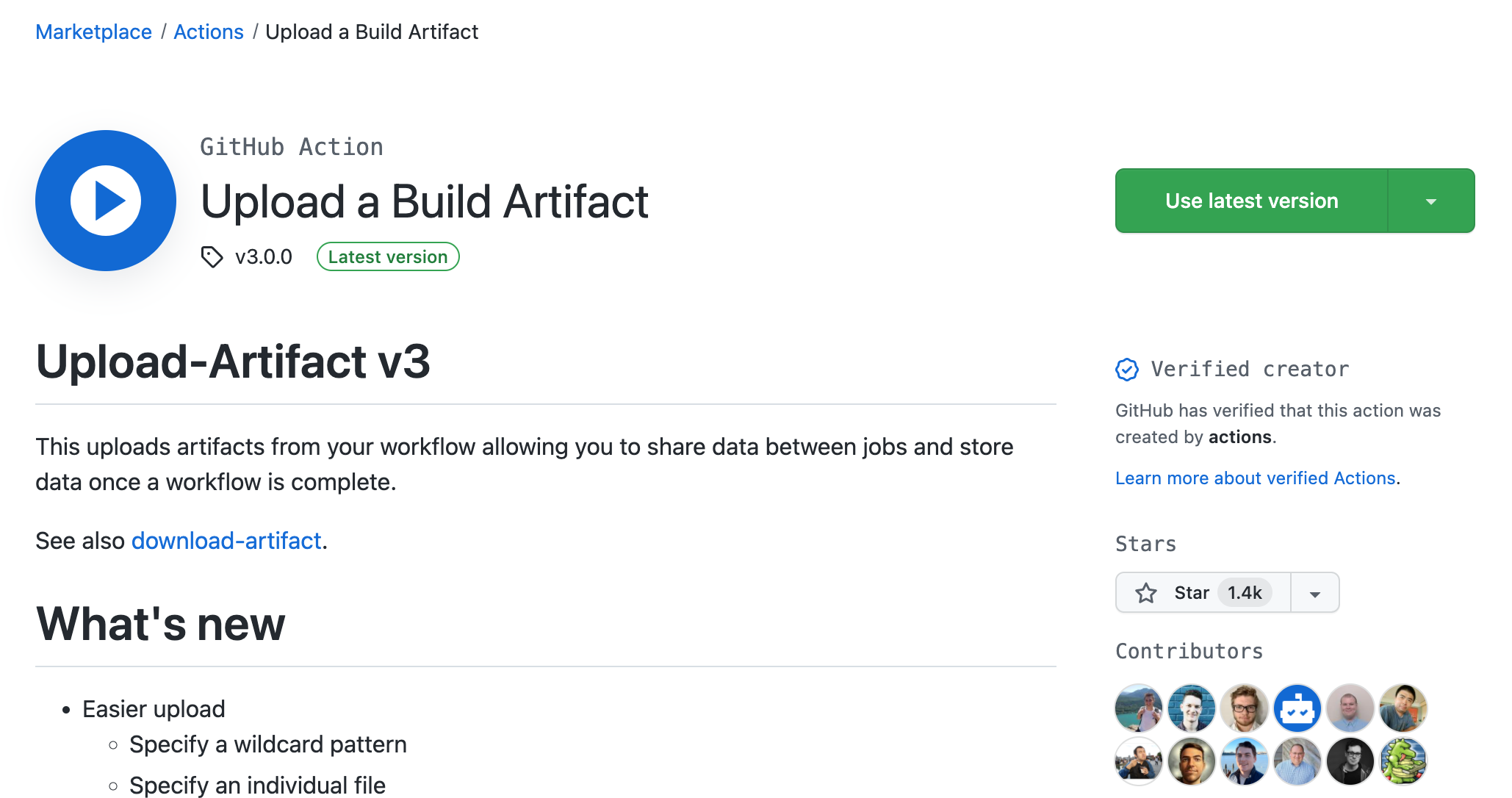 github marketplace artifact desc